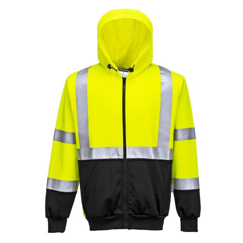 Portwest B315 Sudadera de alta visibilidad bicolor, con capucha y cremallera Jaune/Noir - Talla XXXL