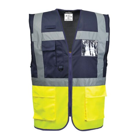 Portwest C276 Chaleco de alta visibilidad Paris Contrast Executive Jaune/Marine - Talla XS