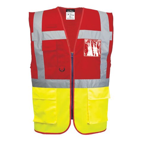 Portwest C276 Chaleco de alta visibilidad Paris Contrast Executive Jaune/Rouge - Talla XS