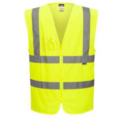 Portwest C371 Gilet Haute Visibilité Zippé Bandes Ceinture et Bretelles