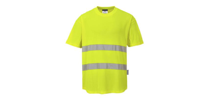 Portwest C394 Hi-Vis Katoen Comfort Mesh Insert T-shirt S/S