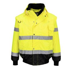 Portwest C465 3-in-1 Bomberjacke mit hoher Sichtbarkeit Zweifarbig Gelb/Schwarz - Größe XS