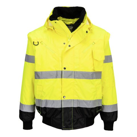 Portwest C465 Cazadora 3 en 1 de alta visibilidad Contrast Jaune/Noir - Talla XS
