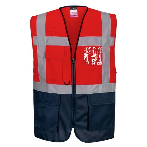 Portwest C476 Chaleco de alta visibilidad Warsaw Contrast Executive Rouge/Marine - Talla XXXL