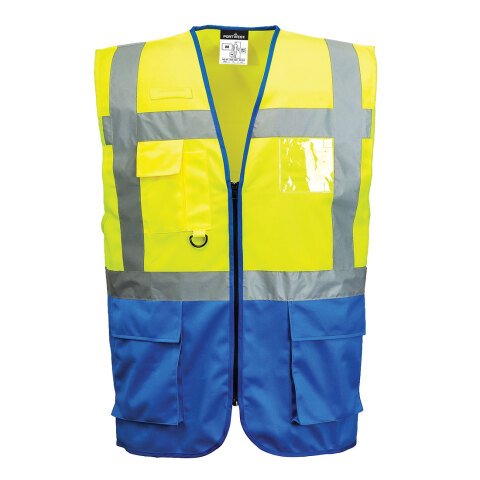 Portwest C476 Chaleco de alta visibilidad Warsaw Contrast Executive Jaune/Royal - Talla XS