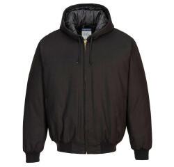 Portwest DC801 DuraDuck Quilt Lined Hooded Jacket Noir - Size XL