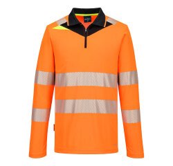 Portwest DX419 Polo de manga larga DX4 Hi-Vis Zip