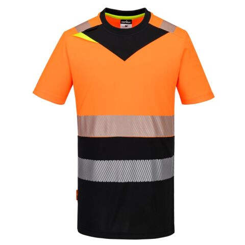 Portwest DX434 Camiseta de manga corta DX4 Hi-Vis, clase 1 Orange/Noir - Talla L