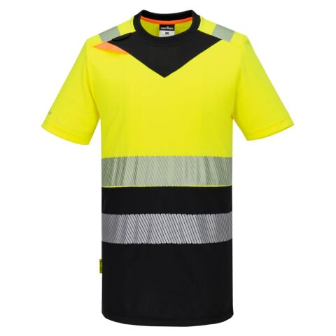Portwest DX434 Camiseta de manga corta DX4 Hi-Vis, clase 1 Jaune/Noir - Talla XL