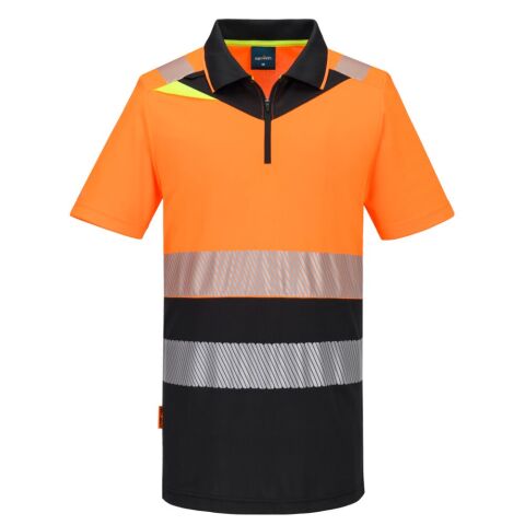 Portwest DX435 Polo de manga corta DX4 Hi-Vis Zip Clase 1 Orange/Noir - Talla XXXL