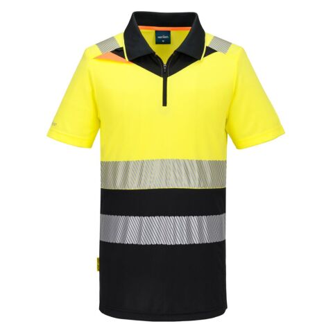 Portwest DX435 Polo de manga corta DX4 Hi-Vis Zip Clase 1 Jaune/Noir - Talla L