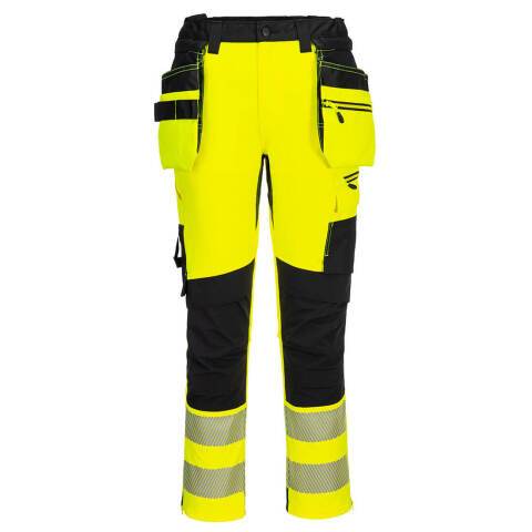 Portwest DX454 Pantalón DX4 Hi-Vis Detachable Holster Pocket Craft Jaune/Noir - Talla 48 - Estándar