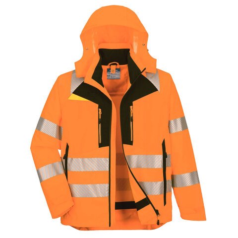 Portwest DX466 Chaqueta 4 en 1 de alta visibilidad DX4 Orange/Noir - Talla XXXL