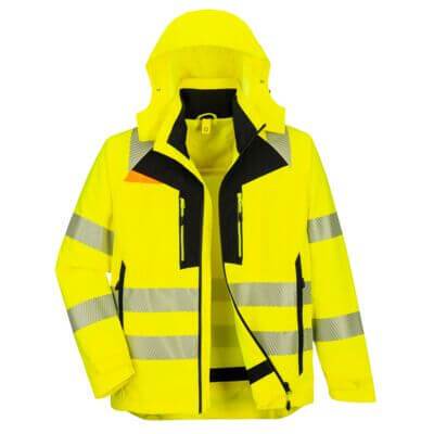 Portwest DX466 Chaqueta 4 en 1 de alta visibilidad DX4 Jaune/Noir - Talla XXXL
