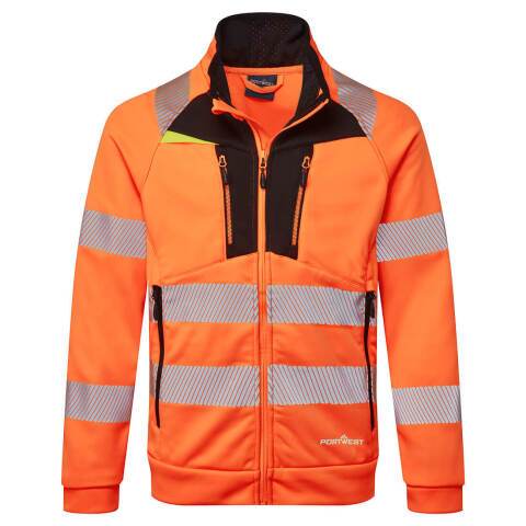 Portwest DX477 Sudadera con cremallera DX4 Hi-Vis Funnel Neck Zipped Orange/Noir - Talla M