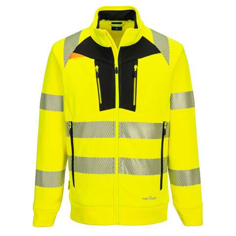 Portwest DX477 Sudadera con cremallera DX4 Hi-Vis Funnel Neck Zipped Jaune/Noir - Talla XXXL
