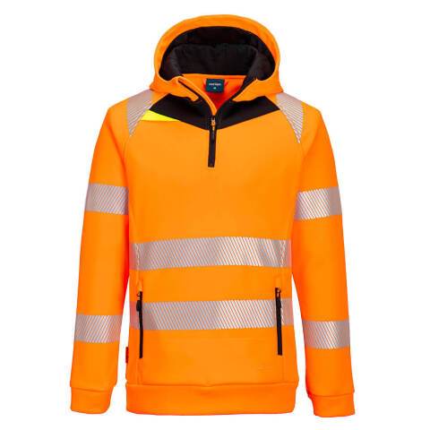 Portwest DX482 Sudadera con capucha DX4 Hi-Vis 1/4 Zip Orange/Noir - Talla XXXL