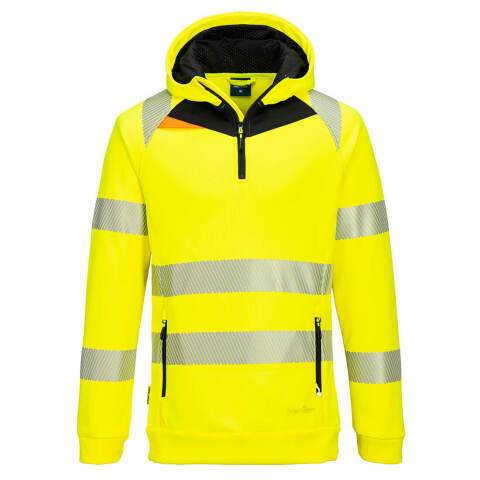 Portwest DX482 Sudadera con capucha DX4 Hi-Vis 1/4 Zip Jaune/Noir - Talla XXXL