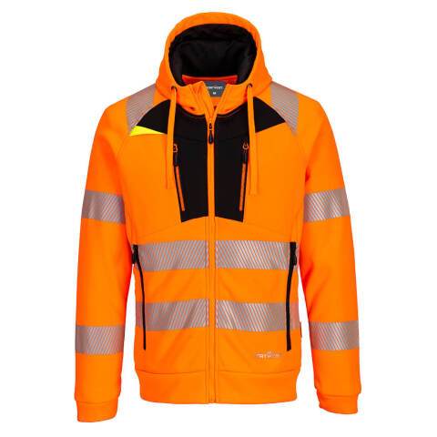 Portwest DX484 Sudadera DX4 Hi-Vis Zip Hoodie Orange/Noir - Talla XXXL