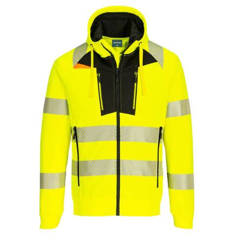 Portwest DX484 Sudadera DX4 Hi-Vis Zip Hoodie Jaune/Noir - Talla XXXL