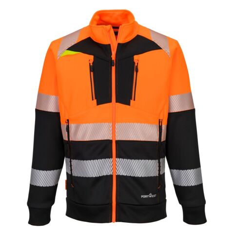 Portwest DX490 Sudadera con cremallera DX4 Hi-Vis Class 1 Funnel Neck Zipped Orange/Noir - Talla XXXL