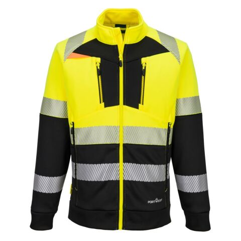 Portwest DX490 Sudadera con cremallera DX4 Hi-Vis Class 1 Funnel Neck Zipped Jaune/Noir - Talla L
