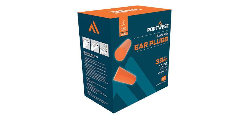 Portwest EP21 Refill for Foam Earplug Dispenser (500 pairs) Orange