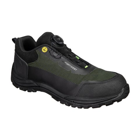 Portwest FE05 Zapato bajo Girder Composite S3S ESD SR FO Noir/Vert - Talla 47