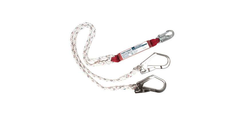 Portwest FP25 Double Longe en Y de 1.8m avec absorbeur d'énergie Blanc