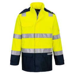 Portwest FR605 Chaqueta ligera Bizflame Rain+ Hi-Vis Light Arc Jaune/Marine - Talla S