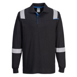 Portwest FR711 Polo de manga larga resistente a la llama WX3 Noir - Talla L