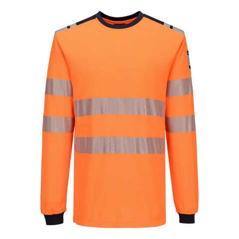 Portwest FR736 Camiseta de manga larga PW3 Modaflame Knit HVO FR Orange/Marine - Talla XXXL