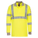 Portwest FR77 Polo manica lunga Hi-Vis ignifuga e antistatica