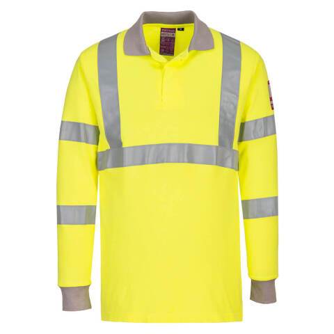 Portwest FR77 Polo Modaflame de manga larga, resistente a la llama y antiestático Jaune - Talla XXXL