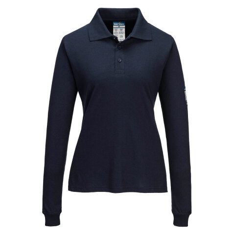Portwest FR758 Polo de manga larga para mujer Modaflame Knit FR Marine - Talla XXL
