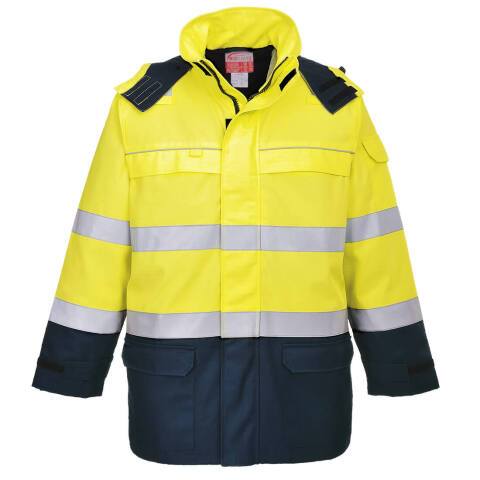 Portwest FR79 Chaqueta Bizflame Rain+ Hi-Vis Arc Jaune/Marine - Talla XXL