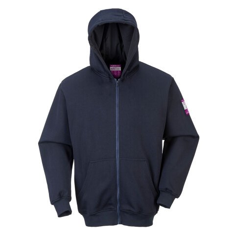 Portwest FR81 Sudadera Modaflame ignífuga con capucha y cremallera frontal Marine - Talla XXXL