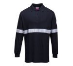 Portwest FR03 Vlamvertragende Modaflame Antistatische lange mouw poloshirt met reflecterende striping
