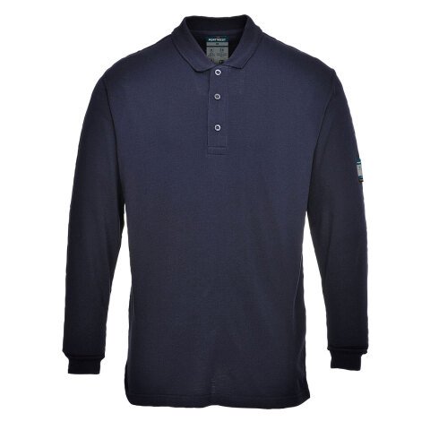 Portwest FR10 Polo Modaflame de manga larga, resistente a la llama y antiestático Marine - Talla XXXL