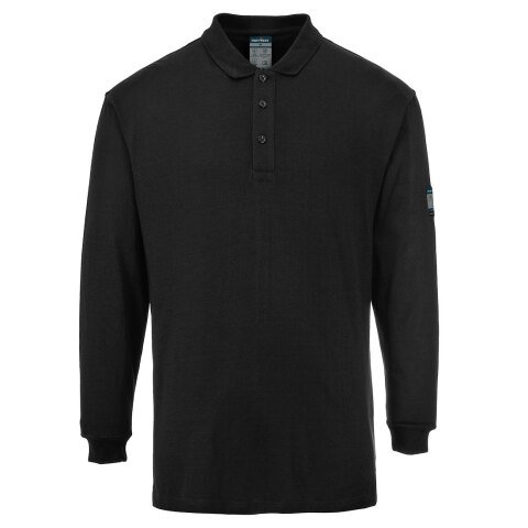 Portwest FR10 Polo Modaflame de manga larga, resistente a la llama y antiestático Noir - Talla XXXL