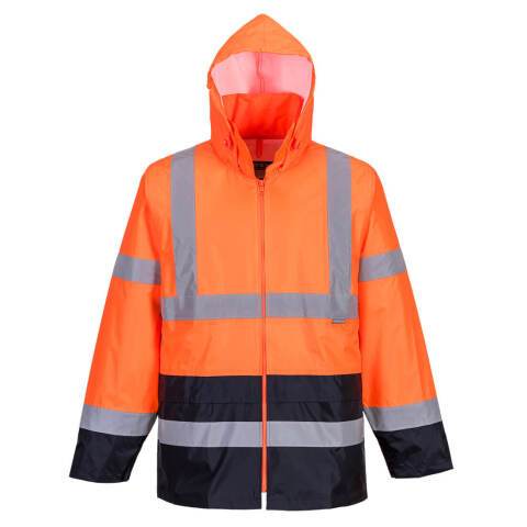 Portwest H443 Chaqueta de alta visibilidad para lluvia Classic Contrast Orange/Marine - Talla XS