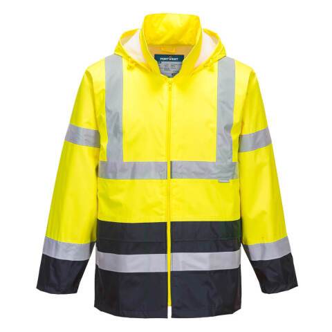 Portwest H443 Chaqueta de alta visibilidad para lluvia Classic Contrast Jaune/Marine - Talla XS