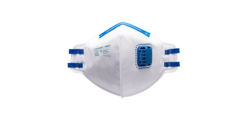 Portwest P251 Mascarilla plegada plana con válvula FFP2 (pack 20) Blanc