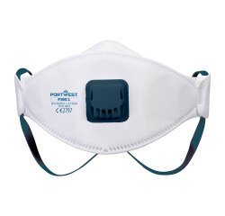 Portwest P261 Mascarilla Trifold Valved Dolomite FFP2 (Pack 10) Blanc