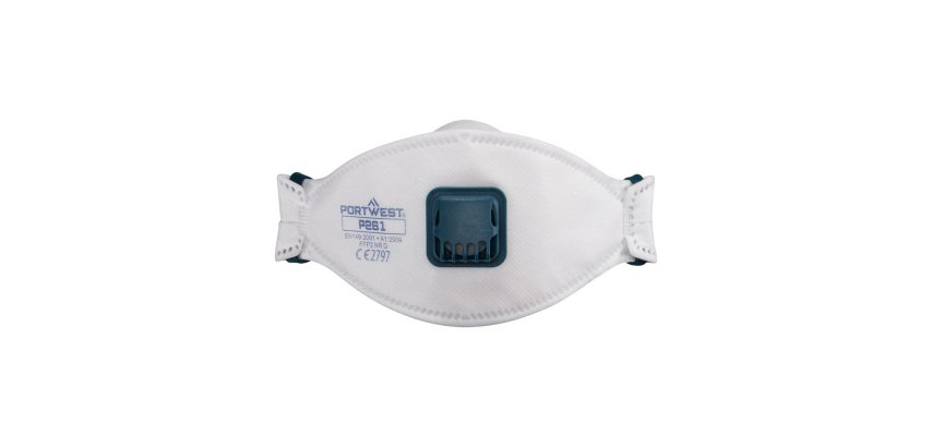 Portwest P261 FFP2 faltbare Atemschutzmaske mit Ventil – Dolomit-Modell (Box mit 10) Weiß