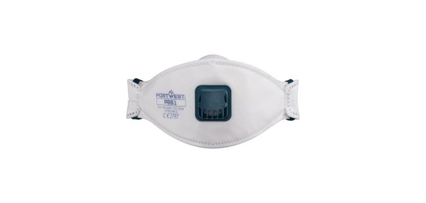 Portwest P261 Masque respiratoire FFP2 pliable avec valve – modèle Dolomite (boîte de 10) Blanc