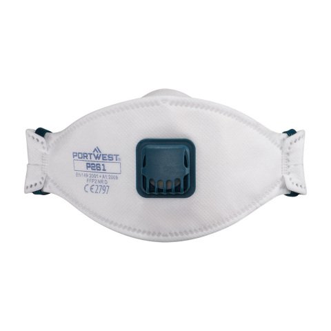 Portwest P261 Mascarilla Trifold Valved Dolomite FFP2 (Pack 10) Blanc