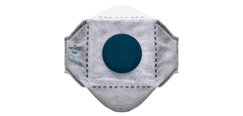 Portwest P292 EAGLE Atemschutzmaske FFP2, 3-lagig, Kohlefaser, mit Ventil (Packung mit 10 Stück) Weiß