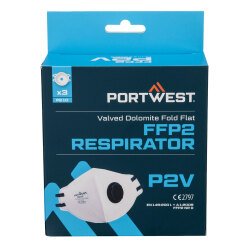 Portwest P210 Mascarilla Dolomite plegable con válvula FFP2 (Pack 3) Blanc