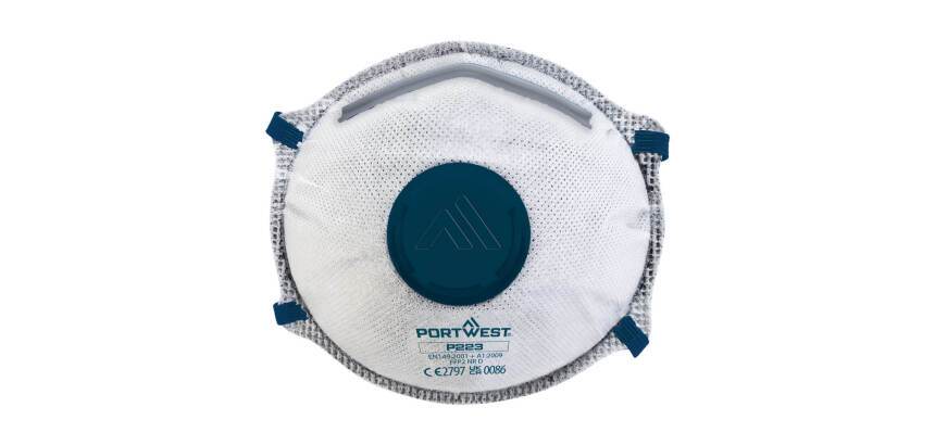 Portwest P223 Mascarilla Dolimite con carbón y válvula FFP2 Blanc